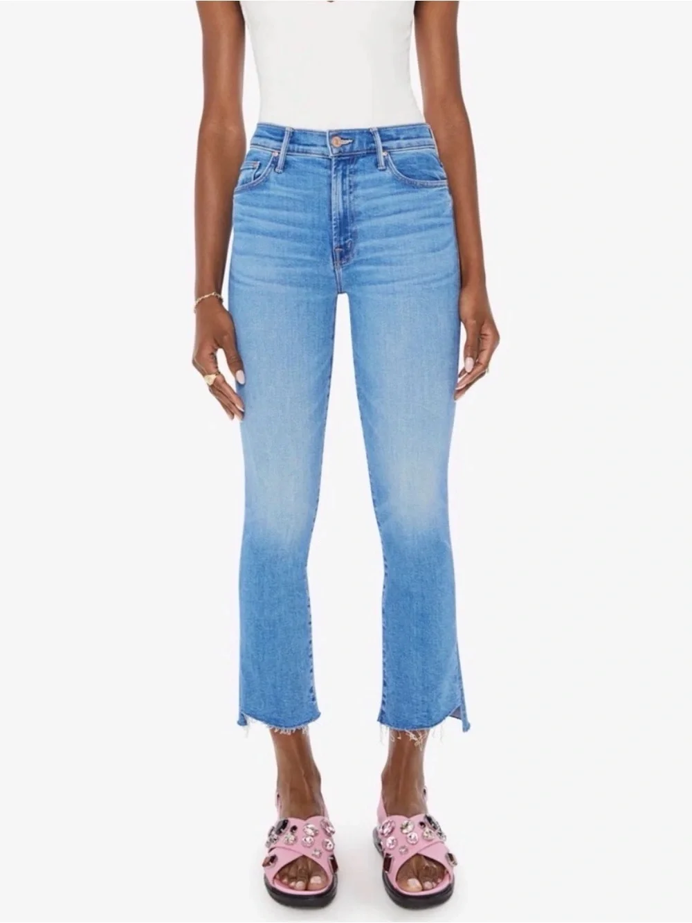 MOTHER Jeans Insider Step Crop Fray Sz. 26 - Light wash - Picture 2 of 7